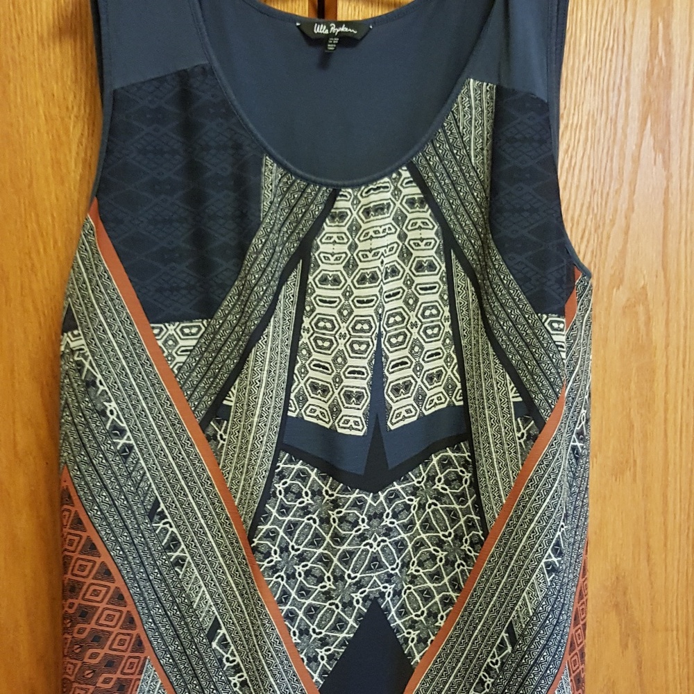 Ulla Popken Bold Print Navy Tank Top Sz 28/30.